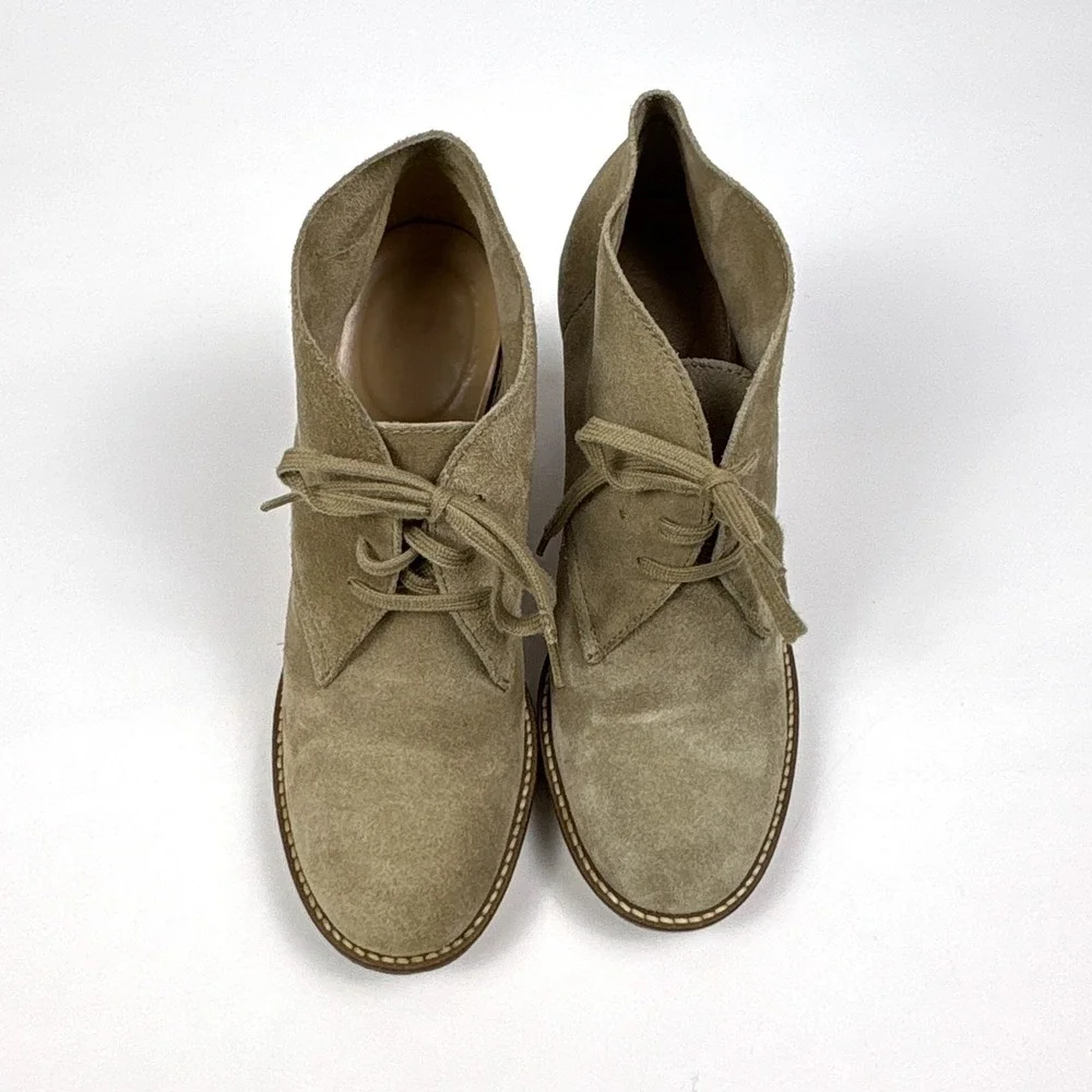 J Crew MacAlister Suede Bootie Womens Sz 7‎ Tan Beige Block Heel Chukka Desert